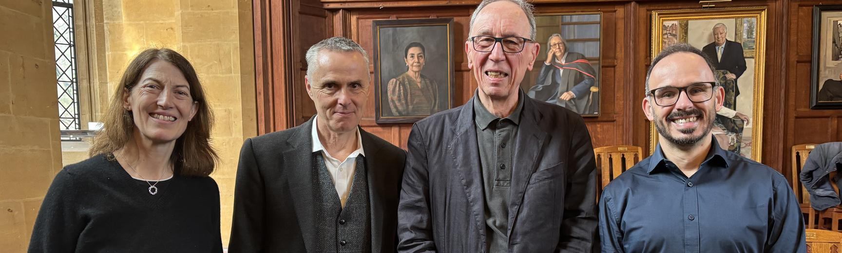 Yves Bonavero with college members, including the Principal