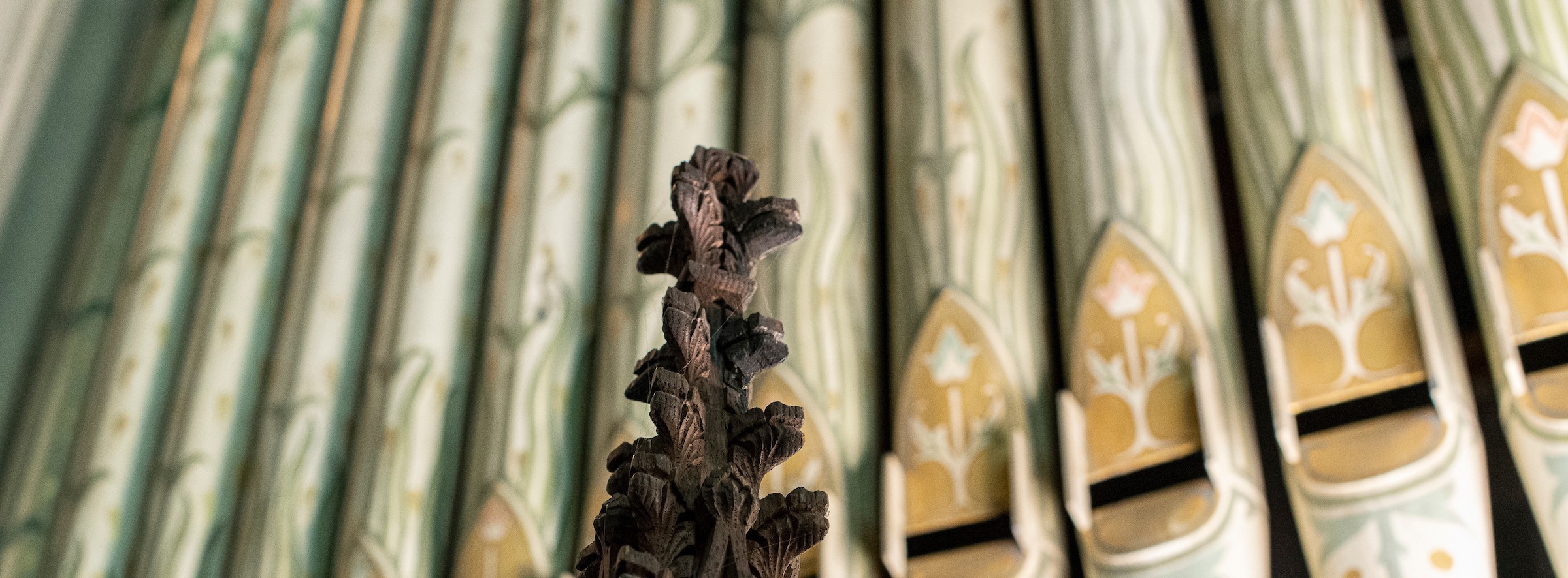 Close-up of organ pipes