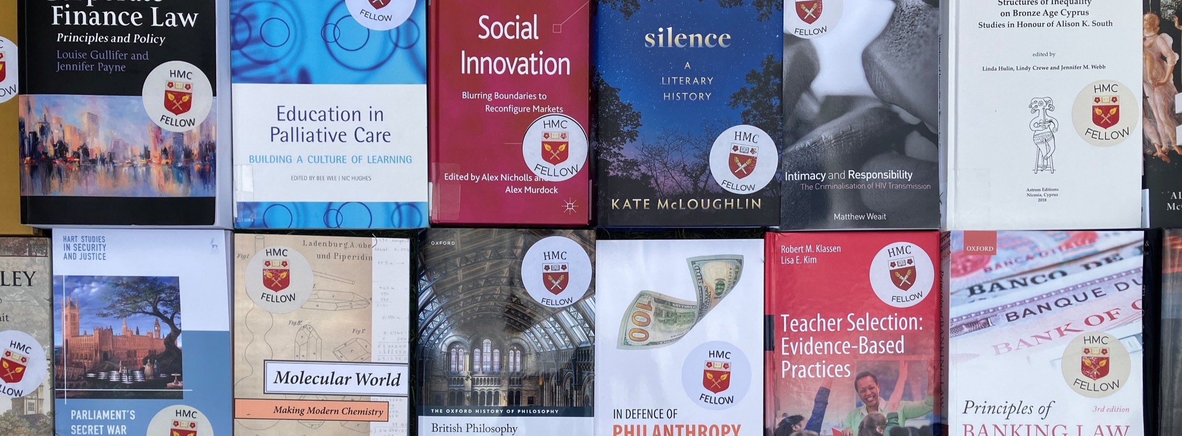 Rows of books by Harris Manchester fellows