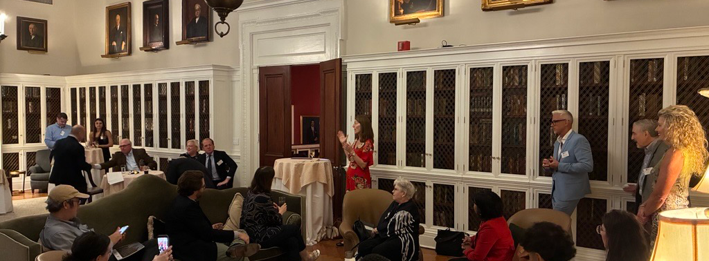 Beth Breeze talking at the Harvard Club