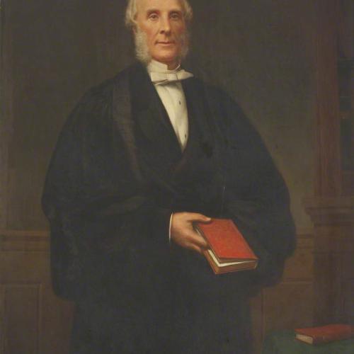 Portrait of William Gaskell - a three-quarters length portrait of a man in academic robes