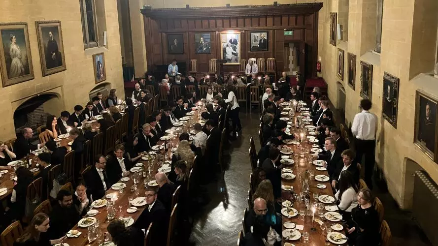Freshers in the Arlosh Hall for dinner