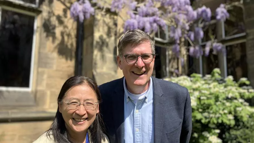 Bee Wee and Rob Klassen in college quad