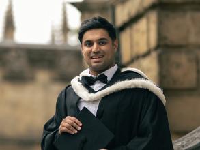 HMC student Hamza in academic gown