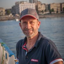 Franck Goddio portrait with sea in the background