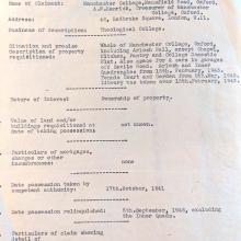A typed page that sets out details relating to the Compensation Act and Manchester college