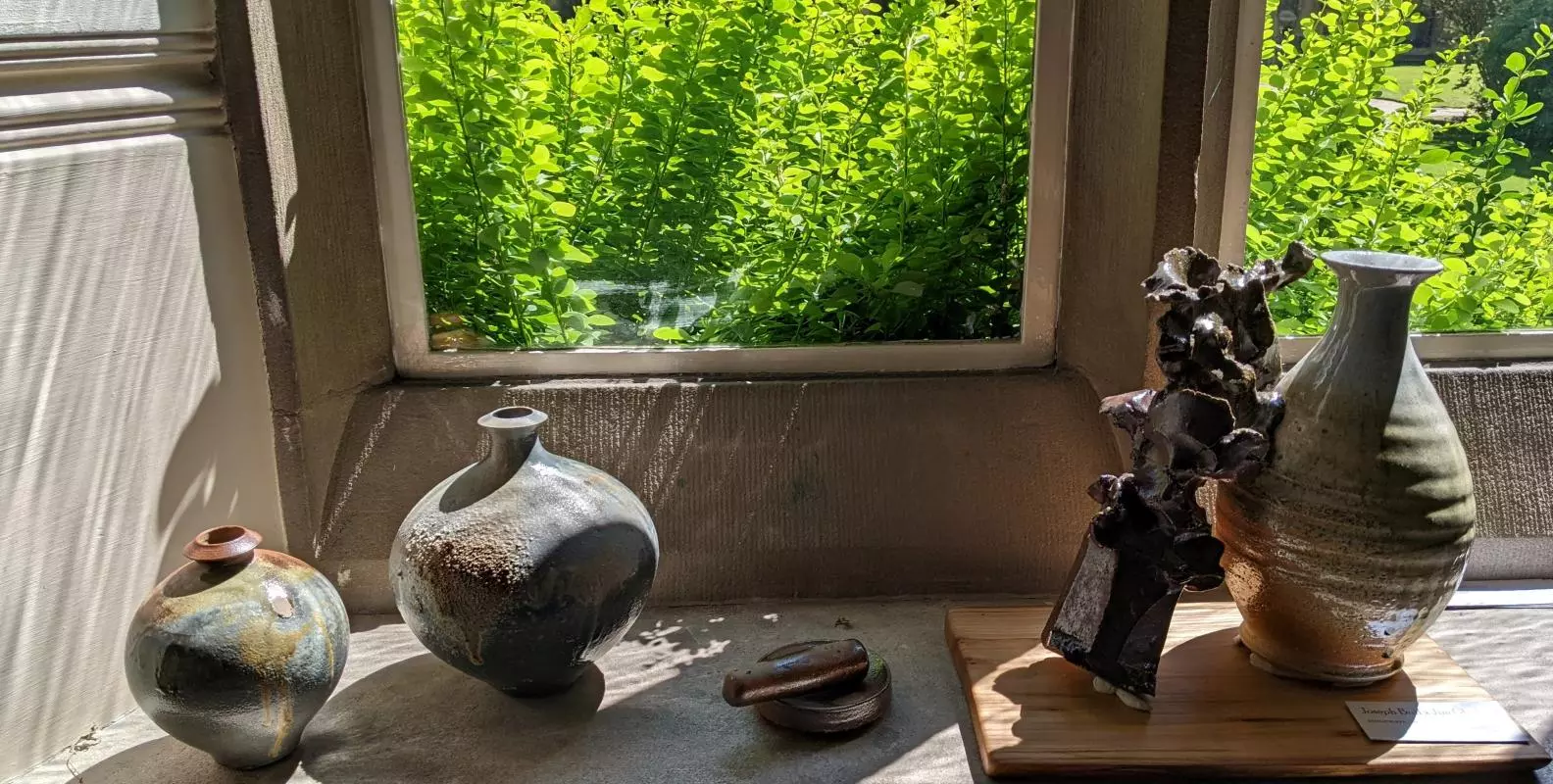 A selection of the anagama pots on display in College.  