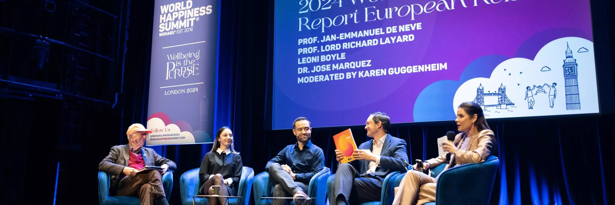 World Happiness Report launch on stage