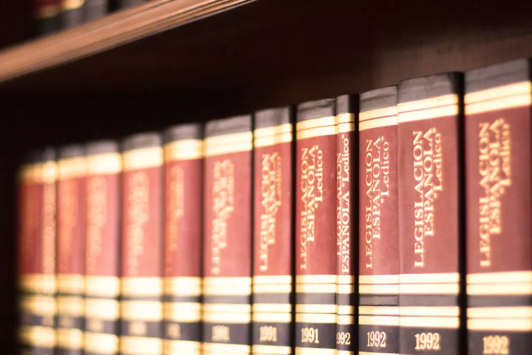 Law books on bookshelf